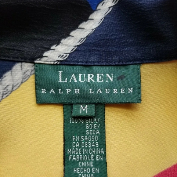 Mint like new Lauren Ralph Lauren Nautical polo 100 Silk Blouse Shirt - Picture 4 of 13